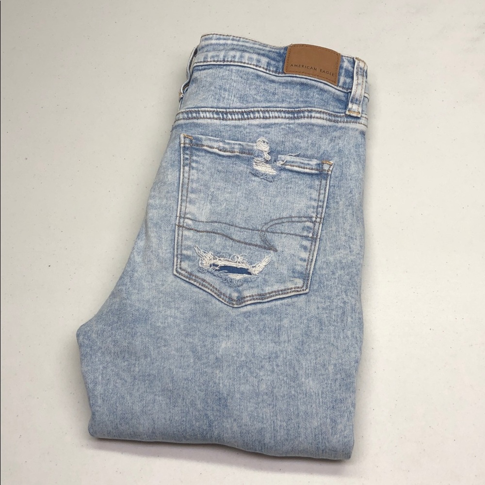 DISTRESS AMERICAN EAGLE SUPER HI-RISE JEGGING JEANS 6/28x28 ⭐️